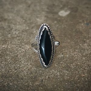 Small Vintage Sterling Silver and Onyx Ring